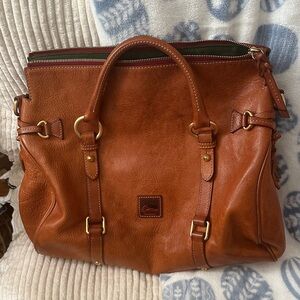 Dooney & Bourke Cognac Leather Carryall Satchel